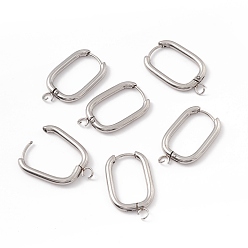 Stainless Steel Color 201 Stainless Steel Hoop Earring Findings, with 316 Stainless Steel Pin and 304 Stainless Steel Horizontal Loops, Oval, Stainless Steel Color, 26x15.5x2.5mm, Hole: 2.5mm, Pin: 1mm