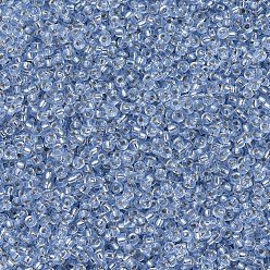 (RR2430) Светлый Сапфировый с Серебряной Подкладкой Миюки круглые бусины рокайль, японский бисер, 11/0, (rr 2430) серебристый светлый сапфир, 11/0, 2x1.3 мм, отверстие : 0.8 мм, Около 1111 шт / 10 г
