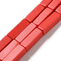 Red Synthetic Imperial Jasper Dyed Beads Strands, Imitation Red Howlite, Rectangle, Red, 13~13.5x4~4.5x4~4.5mm, Hole: 1.4mm, about 28~29pcs/strand, 14.49''~14.96''(36.8~38cm)