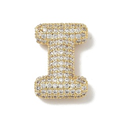 Letter I Латунные микро проложить кубического циркония подвески, без свинца и без кадмия, реальный 18 k позолоченный, Буква "i", 22.5x15x6 мм, отверстия : 3x1.5 mm и 2.5x2 мм