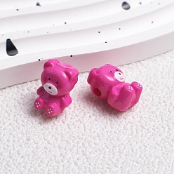 Deep Pink Opaque Acrylic Beads, Bear, Deep Pink, 16.6x11.8x10.7mm, Hole: 2.8mm