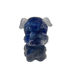 Kyanite Resin Dog Display Decoration, with Natural Kyanite Chips inside Statues for Home Office Decorations, 25x30x40mm