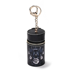 Eagle PU Imitation Leather Lipstick Pouch Holder Pendant Keychain, with Alloy Finding, Column, Eagle, 16.5cm