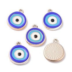 Синий Ccb пластиковые эмалевые подвески, плоские круглые с сглаза, синие, 17.5~18x15x2.5 мм, отверстие : 1.5 мм