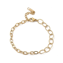 Real 14K Gold Plated Ion Plating(IP) 304 Stainless Steel Oval Link Chain Bracelet for Women, Real 14K Gold Plated, 6-5/8 inch(16.7cm)