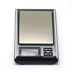Silver Jewelry Tool, Aluminum Mini Electronic Digital Pocket Scale, with ABS, Built-in Battery, Rectangle, Silver, Weighing Range: 0.1g~3000g, 180x120x21mm