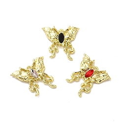 Golden Spray Painted Alloy Micro Pave Cubic Zirconia Pendants, Butterfly Charm, Golden, 21x21.5x3.5mm, Hole: 1.5mm