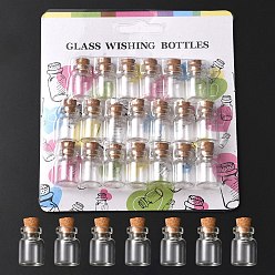 Clear 20Pcs Mini Cute Small Glass Jar Glass Bottles, Decorative Storage Pendants, Wishing Bottle, with Cork Stopper, Clear, 2.2x1.5cm, Capacity: 5ml(0.17fl. oz)
