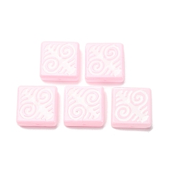 Pink Бусины лэмпворк , квадрат с амулетом, розовые, 18x18x6 мм, отверстие : 1.4~1.6 мм