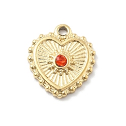 Гиацинт 304 из нержавеющей стали горный хрусталь подвески, сердце прелести, ионное покрытие (ip), реальный 14 k позолоченный, гиацинт, 12x10x2.5 мм, отверстие : 1.2 мм