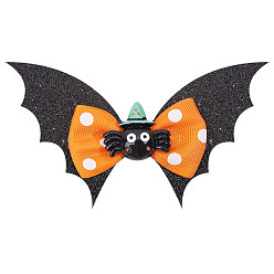 spider Children's Halloween Double-layer Bat Wing Hair Clip with Bow - Pumpkin Head