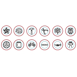 Platinum Iron Metal Stamps, for Imprinting Metal, Plastic, Wood, Leather, Mixed Pattern, Platinum, 65.5x10mm, Pattern: 6mm, 12pcs/box