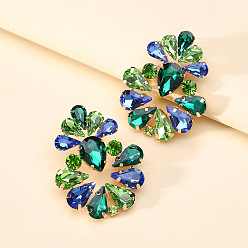 Желто-Зеленый Сверкающие геометрические серьги с когтями из сплава и стеклянными камнями — смелое эффектное украшение для женщин, желто-зеленый, Размер 1