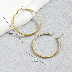 Золотой Винтажные серьги-кольца из нержавеющей стали, золотые, 45x43 мм