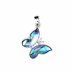 Платина Подвески из ракушек пуна, бабочки прелести, платина, 22x16 мм, отверстие : 6 мм