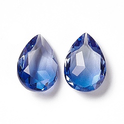 Sapphire Faceted K9 Glass Rhinestone Cabochons, Pointed Back, Teardrop, Sapphire, 14x10x5.8mm