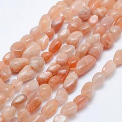 Sunstone Natural Sunstone Beads Strands, Tumbled Stone, Nuggets, 5x4mm, Hole: 1mm, 15.7 inch~15.9 inch(40~40.5cm)