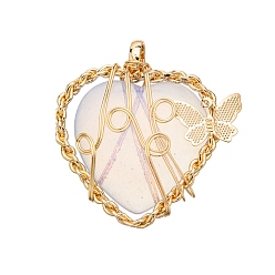 Опал Opalite подвески, сердце, 42x44x8 мм