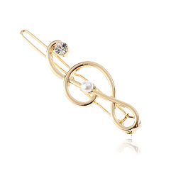 Золотой Сплав зажимами волос, аксессуары для волос для женщин и девочек, музыкальная нота, золотые, 45x17 мм