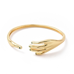 Цвет Оливы Кубический цирконий браслет-манжета на руку с открытой ладонью, золотые латунные украшения для женщин, оливковый, внутренний диаметр: 2-1/2 дюйм (6.3 см)