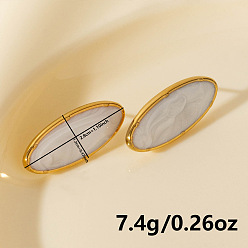 Золотой Стильные овальные серьги-гвоздики из нержавеющей стали, золотые, 28x12 мм