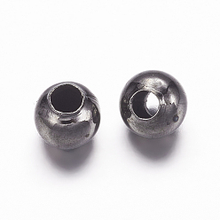 Черный Цвет Металла Spacer бисер железа, круглые, металлический черный , 3 мм диаметром, толщиной 3 мм , отверстие : 1.2 мм