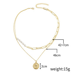 ⑩ N2112-9 Coin Minimalist European Style Choker Necklace for Women - Fashionable and Unique Lock Collar Chain Jewelry