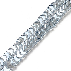 Light Steel Blue Electroplate Transparent Glass Beads Strands, Pearl Luster Plated, Arrow, Light Steel Blue, 5x6x3.5mm, Hole: 0.8mm, about 190pcs/strand, 26.38 inch(67cm)