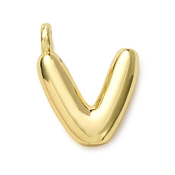 Letter V Латунные подвески, долговечный, стойки покрытие, без кадмия и без свинца, реальный 18 k позолоченный, Буква V, 15x12x4.5 мм, отверстие : 2.5 мм