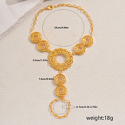 Золотой Роскошные полые латунные браслеты с круглыми звеньями в ближневосточном стиле для женщин, золотые, внутренний диаметр: 9-7/8 дюйм (25 см)