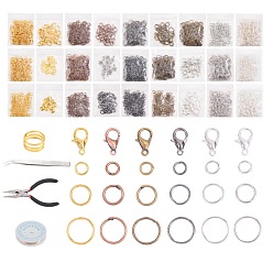 Mixed Color DIY Jewelry Making Kits, include Alloy Charms & Lobster Claw Clasps, Iron Jump Rings, 304 Stainless Steel Beading Tweezers, Carbon Steel Jewelry Pliers, Copper Wire, Mixed Color, 11x8x1.5mm, Hole: 1.8mm, 10pcs