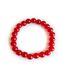 9 8mm Natural Glass Bead Bracelet with Elastic Cord for Women and Men