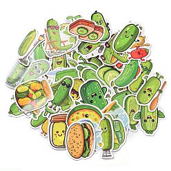 Green 50 Sheets Paper Cucumber Stickers, Green, 36~61x22~68.5x0.2mm, 50 sheets/bag