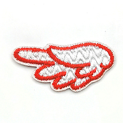 Crimson Computerized Embroidery Cloth Iron On/Sew On Patches, Costume Accessories, Left Wing, Crimson, 20x39mm