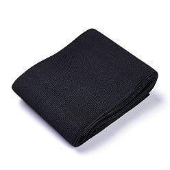 Negro Banda de goma elástica plana, correas de costura accesorios de costura, negro, 100 mm, aproximadamente 5.46 yardas (5 m) / hebra