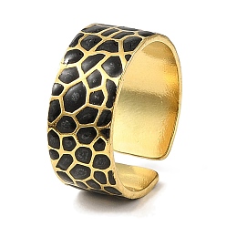 Настоящее золото 18K 304 эмалированные открытые манжеты из нержавеющей стали для женщин, ионное покрытие (ip), реальный 18 k позолоченный, 7 мм, внутренний диаметр: регулируемый