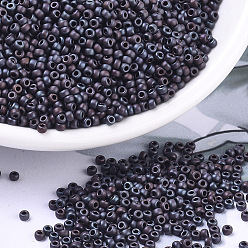(RR2016) Matte Metallic Dark Plum Iris MIYUKI Round Rocailles Beads, Japanese Seed Beads, (RR2016) Matte Metallic Dark Plum Iris, 11/0, 2x1.3mm, Hole: 0.8mm, about 1111pcs/10g