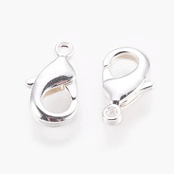 925 Sterling Silver Plated Brass Lobster Claw Clasps, Nickel Free, 925 Sterling Silver Plated, 12x7x2.5mm, Hole: 1mm