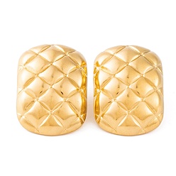Golden Ion Plating(IP) Rectangle 304 Stainless Steel Stud Earrings for Women, Golden, 24x17.5mm