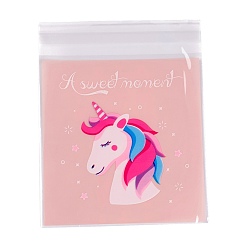 Unicorn Rectangle OPP Self-Adhesive Cookie Bags, for Baking Packing Bags, Unicorn Pattern, 13x9.9x0.01cm, about 95~100pcs/bag