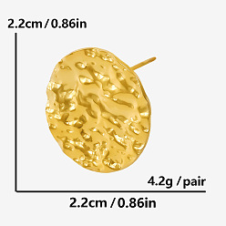 Золотой Элегантные плоские круглые 304 серьги-гвоздики из нержавеющей стали, сложить очарование, золотые, 22x22 мм