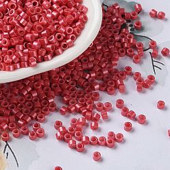 Crimson Baking Paint Glass Seed Beads, Cylinder, Crimson, 2.5x2mm, Hole: 1.4mm, about 45359pcs/pound