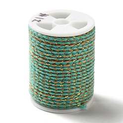 Turquoise 4-Ply Polycotton Cord Metallic Cord, Handmade Macrame Cotton Rope, for String Wall Hangings Plant Hanger, DIY Craft String Knitting, Turquoise, 1.5mm, about 4.3 yards(4m)/roll
