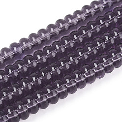 Средний Фиолетовый Прозрачные стеклянные бусины, рондель, средне фиолетовый, 6~6.5x3 мм, отверстие : 1 мм, около 103~118 шт / нитка, 14.57~14.96 дюйм (37~38 см)