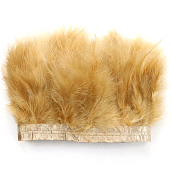 Goldenrod Turkey Feather Fringe Trimming, Costume Accessories, Dyed, Goldenrod, 5-1/8 inch(130mm), about 2.19 Yards(2m)/Bag