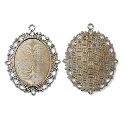Черный Цвет Металла Сеттинги для кулона (кабошон), овальные, тибетский стиль, без кадмия и без свинца, металлический черный , лоток : 40x30 мм, 61x48x3 мм, отверстие : 3 мм