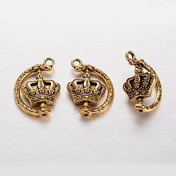 Antique Golden Tibetan Style Alloy Crown Pendants, Rotatable Pendants, Cadmium Free & Lead Free, Antique Golden, 25x18x5mm, Hole: 2.5mm, 150pcs/bag
