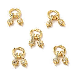 Real 18K Gold Plated Rack Plating Brass Micro Pave Cubic Zirconia Links, Cadmium Free & Lead Free & Nickle Free, Real 18K Gold Plated, 23x12mm, Hole: 1.4mm
