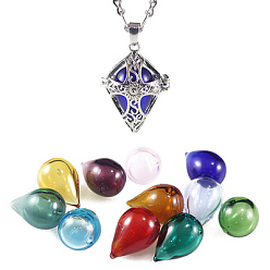 Diamond Cone/Teardrop/Bottle/Diamond Lampwork Cage Pendant Necklaces, with Brass Finding, Diamond, 20.08~31.50 inch(51~80cm) 