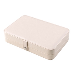 Beige Imitation Leather Box, Jewelry Organizer, for Necklaces, Rings, Earrings and Pendants, Rectangle, Beige, 21x14.5x4.5cm